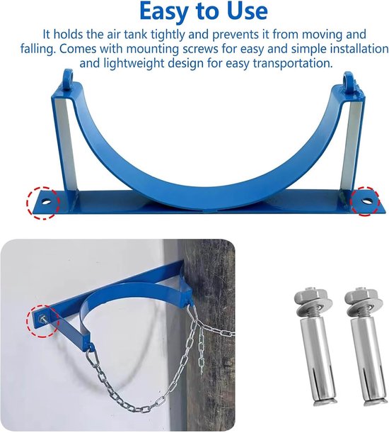 Cilinderhouder Set - Wandbeugels - Veilige Opslag - Verstelbare Keten - 40L Cilinders - Blauw — afbeelding 5