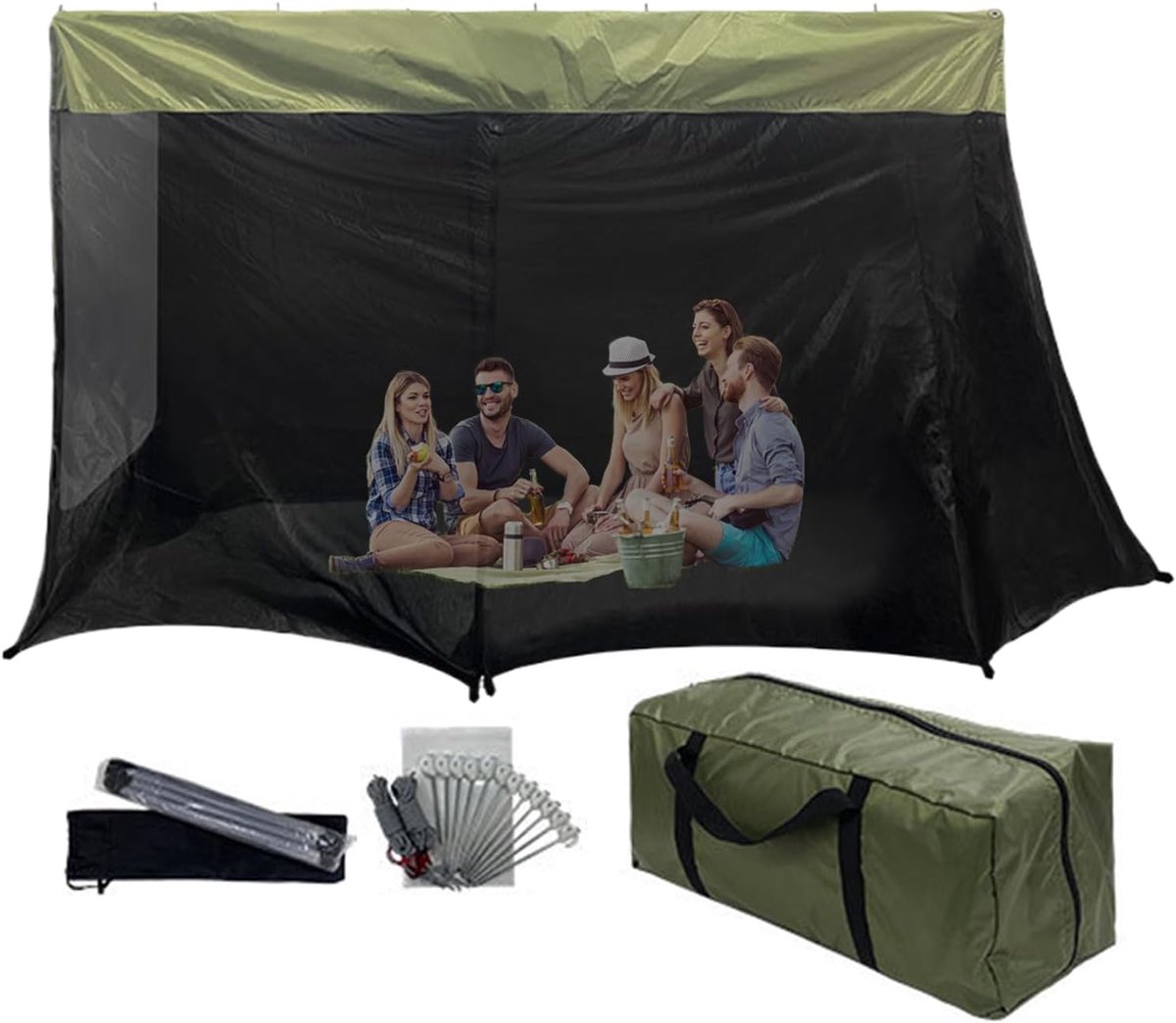 Autokampeertent Afdak - Voertent Luifel - Kamperen Outdoor - UV-Werend Waterdicht - 320x198x195 Cm - Zwart