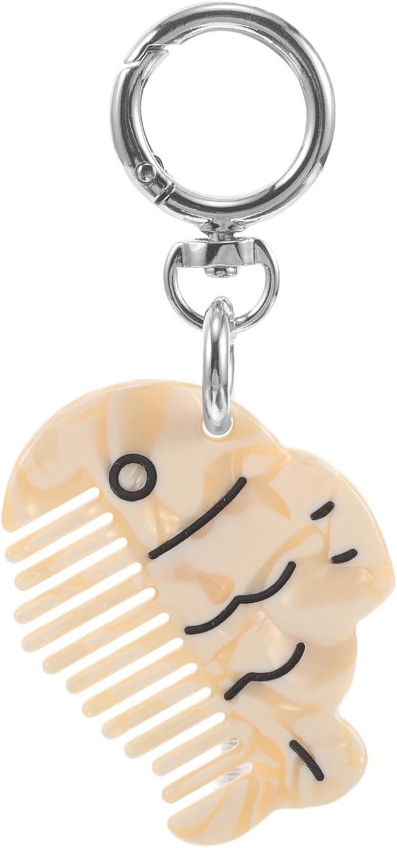 Mini Kam - Sleutelhanger Kam - Haar Styling - Draagbaar Acetaat - 6 x 4.5 cm - Geel