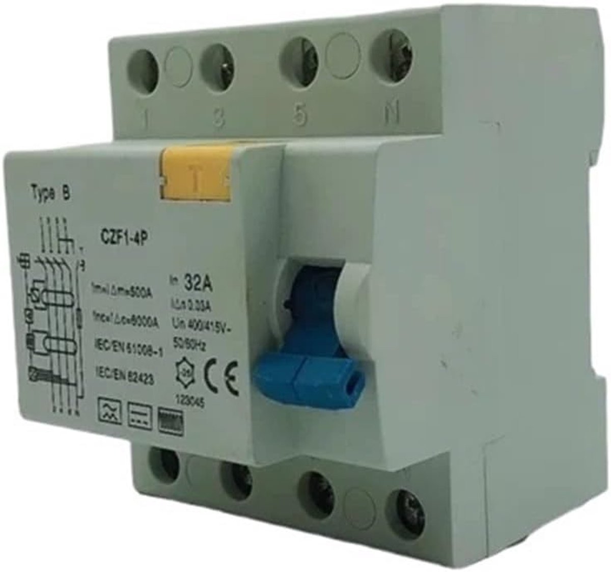 Aardlekschakelaar - Veiligheidsschakelaar - Beveiliging circuit - Modulaire installatie - 4P 25A 30MA - Grijs