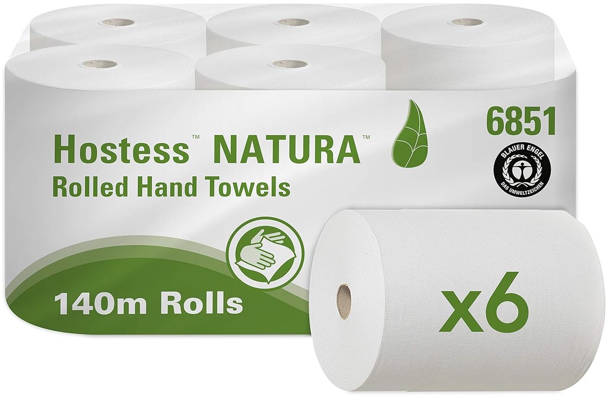 Papieren Handdoeken - Rolhanddoeken Keuken - Handen Drogen - 100% Gerecycled Materiaal - 6 Rollen 140m - Naturel