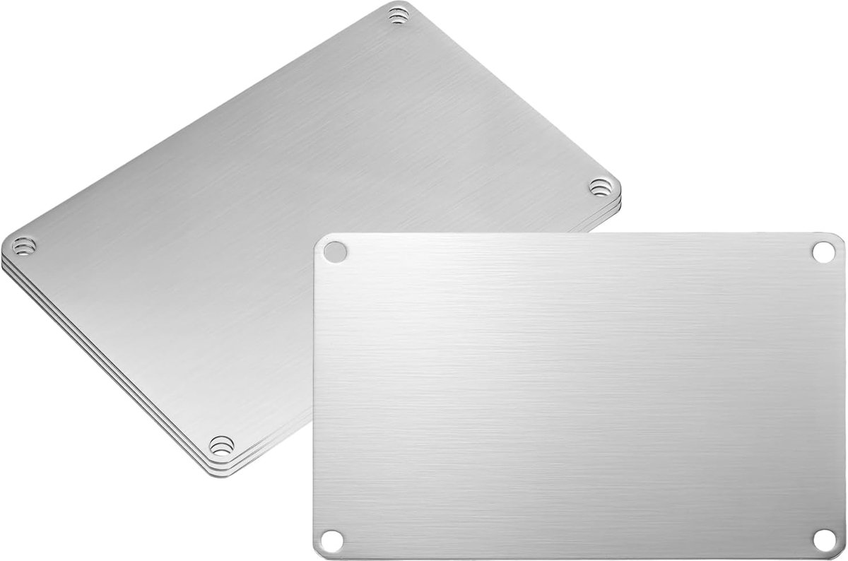 Lege Naamplaten - Gegraveerde Plaat - Personalisatie Maken - Roestvrij Staal - 4 Stuks 125x80mm - Zilver