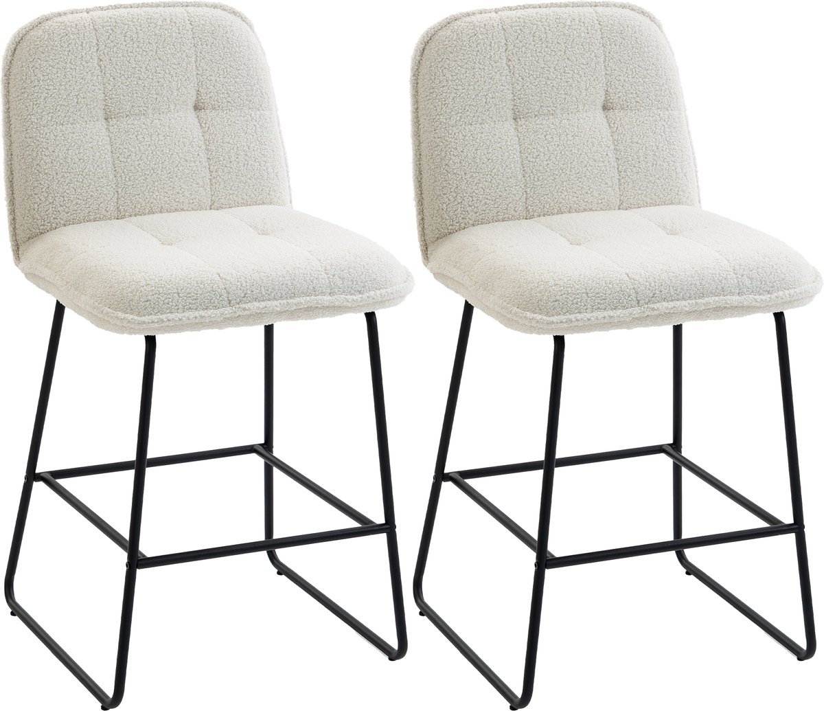 Homcom barkruk - badstof (100% polyester) - 51 x 57 x 96 cm - crème