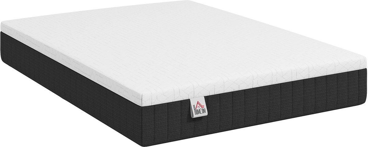 HOMCOM Matras Gebreide stof, traagschuim - 190 x 140 x 25 cm - Grijs en wit