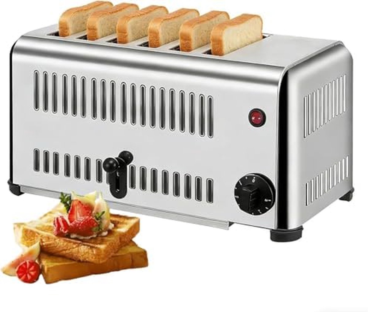 Broodrooster Toastapparaat Ontbijt Bereiden Brede Sleuven 6 Sleuven Zilverkleurig