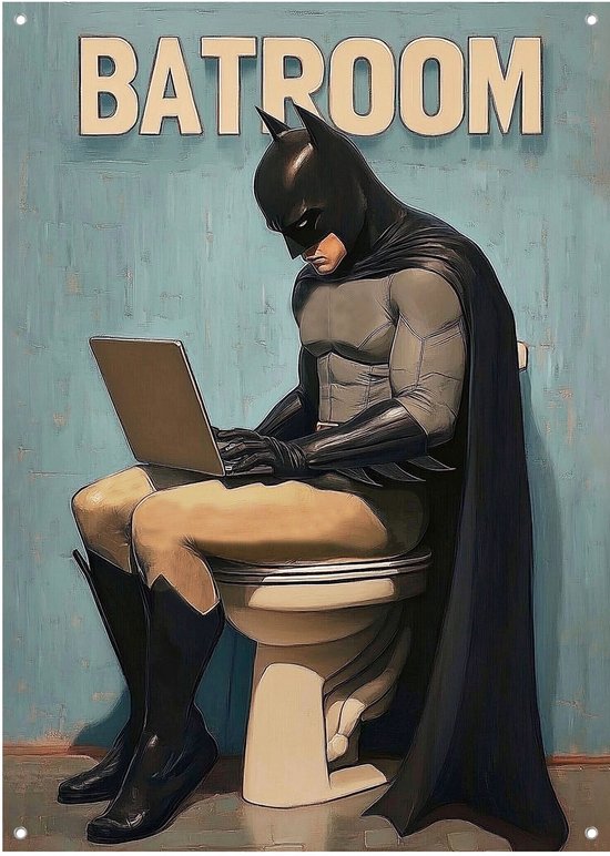 Batman Superheld - Tuinposter - 50x70 cm - Buitenposter - Schuttingdoek - Tuinschilderij voor Buiten - Batman