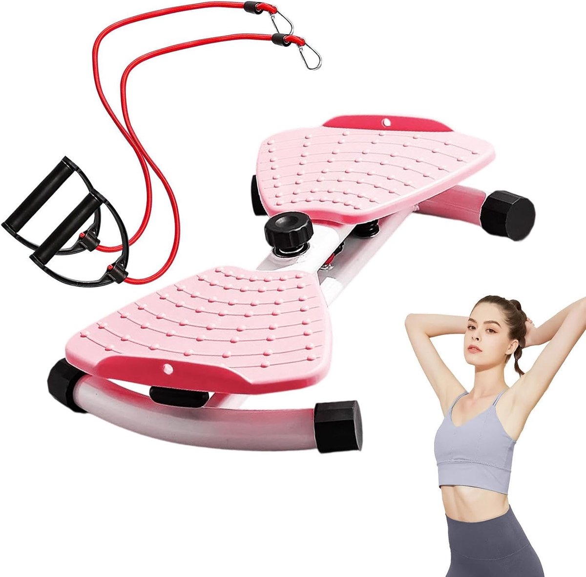 Buikspiertrainer Taille Twist - Twist Board - Core Training - Met Weerstandsbanden - 3.93 kg - Roze