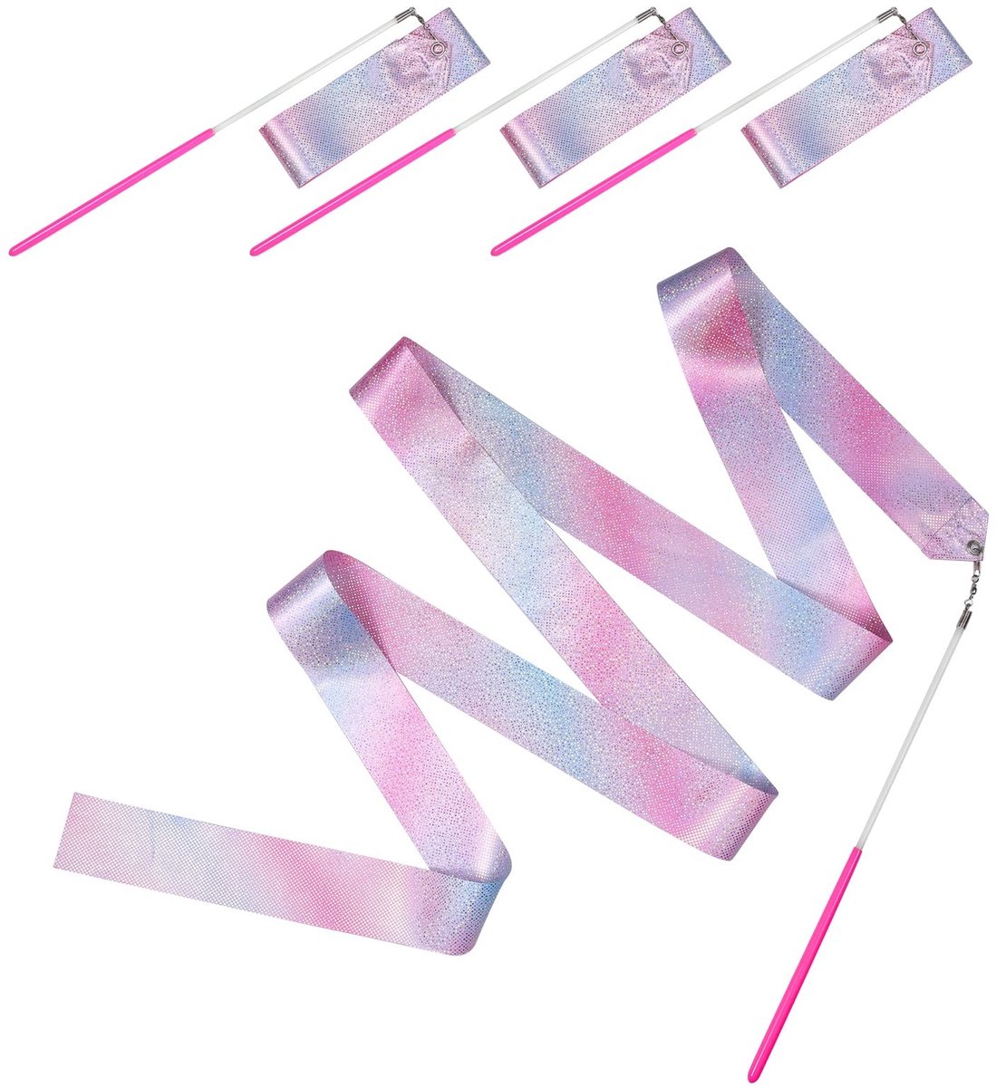 Dailygoods- Danslint 4 Stuks - Sprankelend Roze - Gymnastiek Lint - Ritmische Danslinten - Danserslint Slingers - Lintlengte 200cm - Gymnastieklint