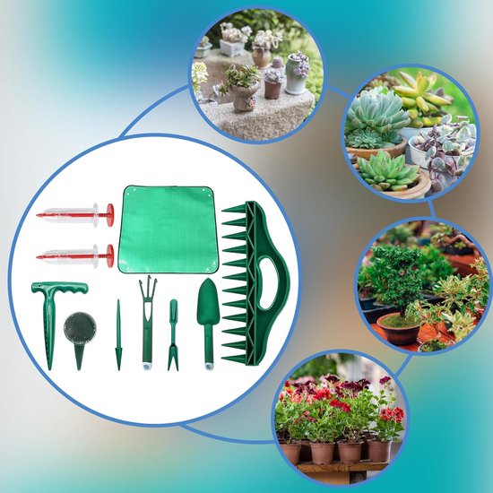 Tuin Gereedschap Set - Planten Hulpmiddelen - Groenten Zaden Planten - Roterende Zaaimachine Kamer - 10 Delig - Groen — afbeelding 4
