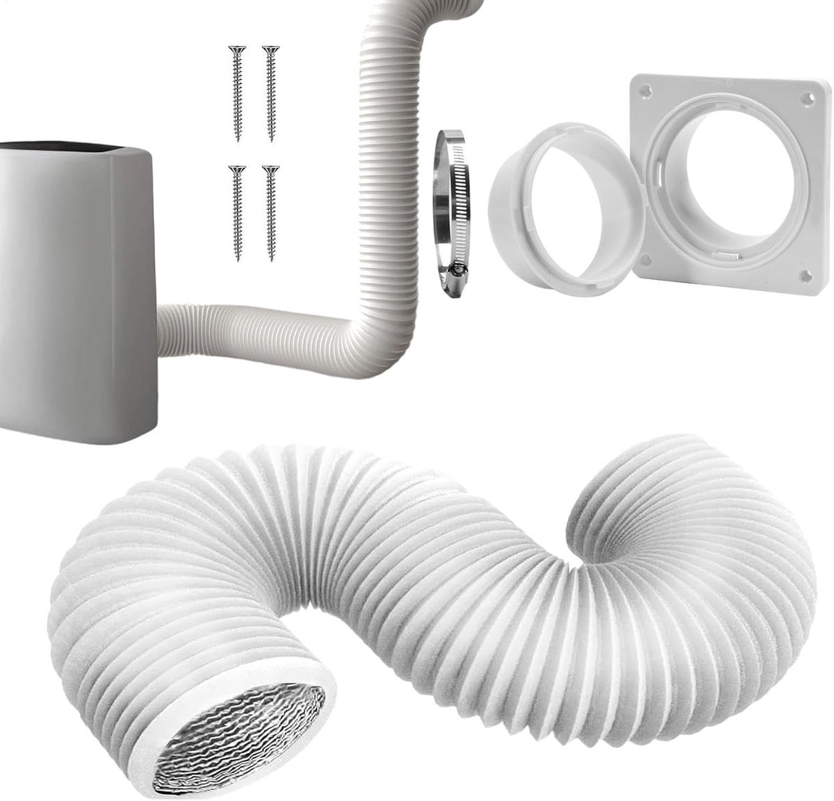 Wasdroger Afvoer Set Ventilatie Binnen Vochtige Lucht Afvoeren Geïntegreerde Stalen Ring 10 cm Aansluiting Niet Gespecificeerd