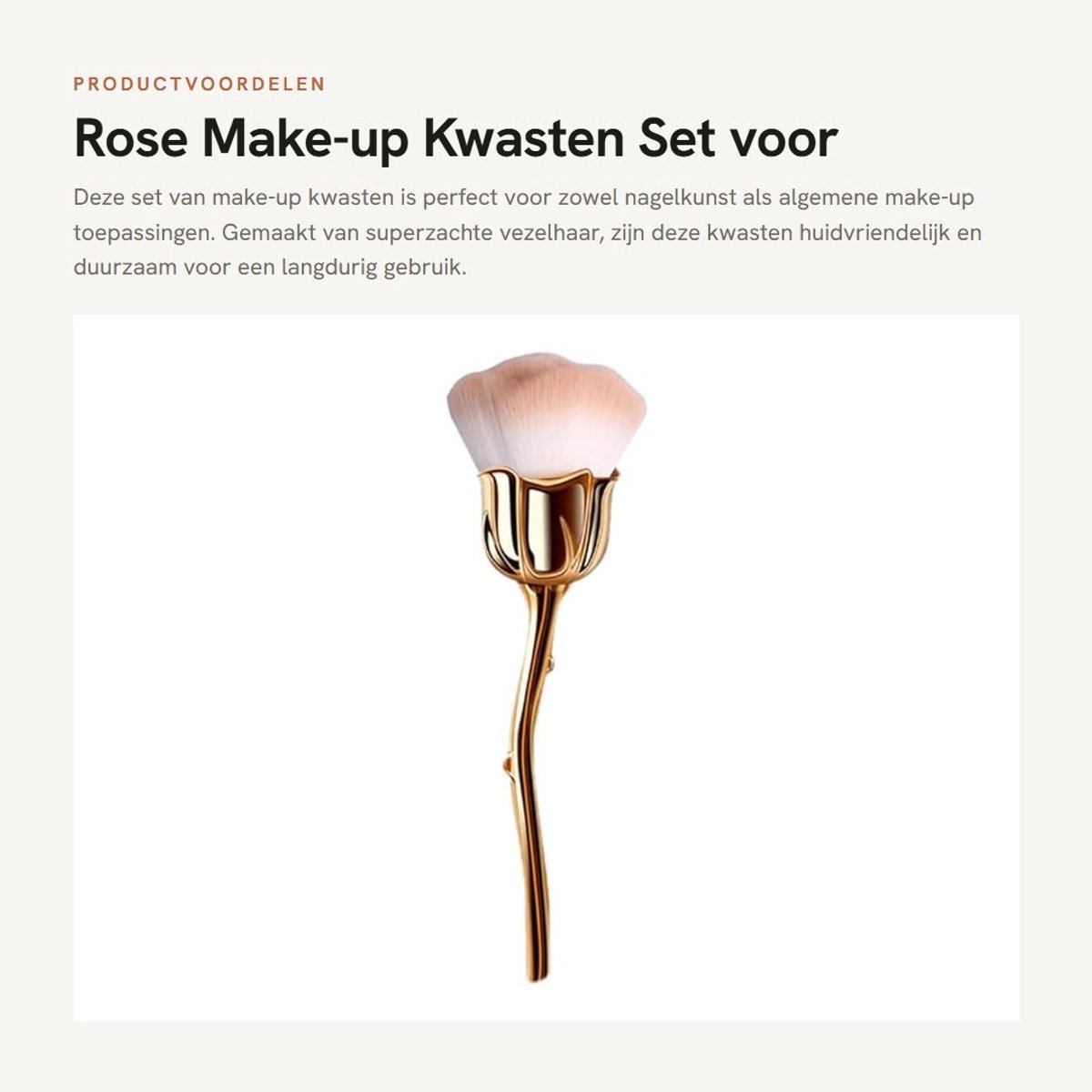 Dailygoods- Make-up Kwast Hoogwaardig Vezelhaar - Blushkwast - Stofborstel - Nagelpoederborstel - Huidvriendelijk - Duurzaam - Make-upborstel