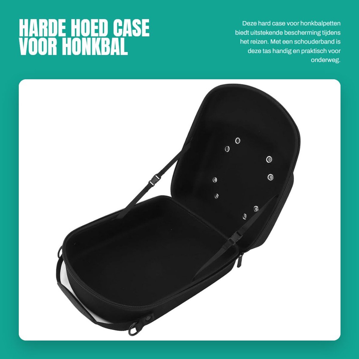Dailygoods- Hoedencase Harde Bescherming - Petdrager - Reiskoffer - Schouderriem - EVA Materiaal - Zwart - Afmetingen 31 x 26 x 14 cm