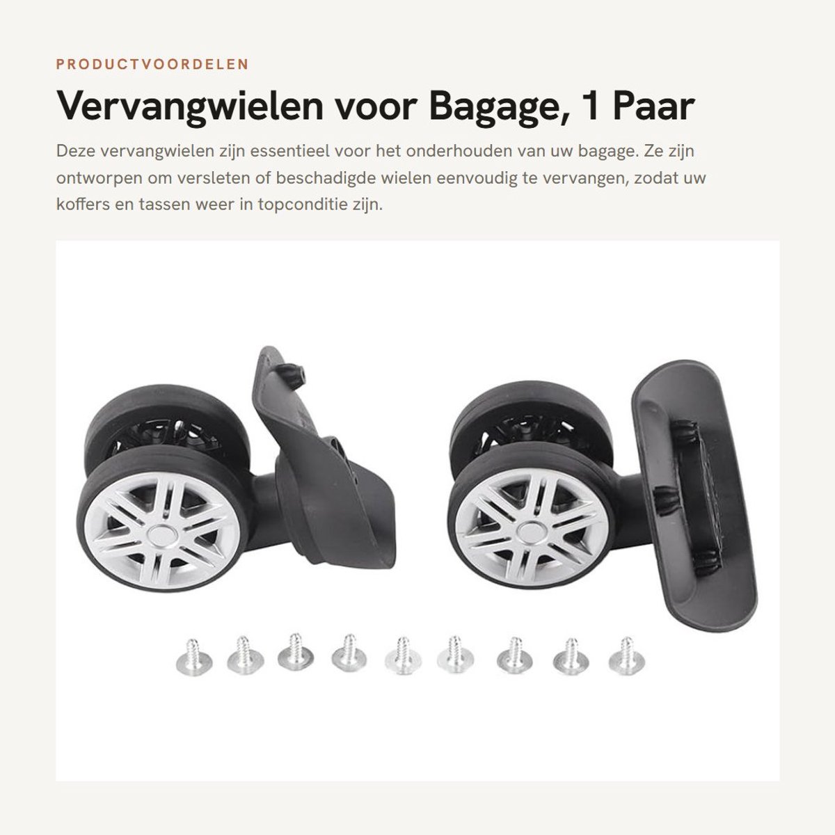 Dailygoods- Kofferwielen Vervangset - Dubbele Rij - Stille Prestaties - Eenvoudige Installatie - Reparatieaccessoires - Geschikt voor Bagage - Bagagewielen
