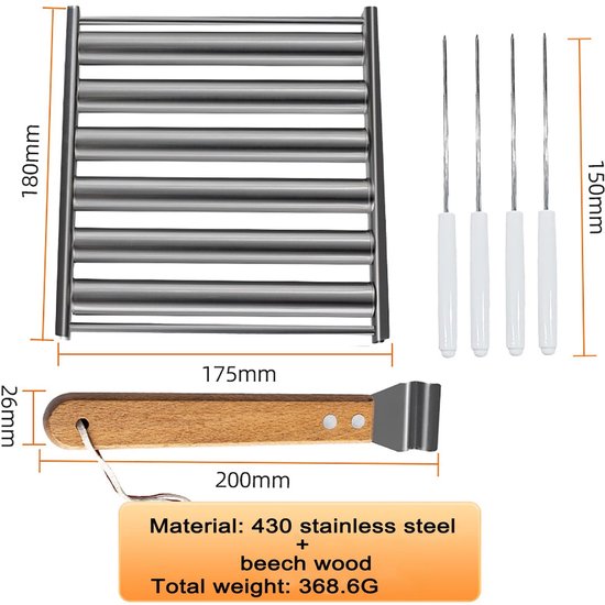 Dailygoods - Hotdog Roller Rack - Hotdog Griller - Roestvrij staal - 5-Roller Worstgrill - Geschikt voor Camping en Barbecue van Dailygoods — afbeelding 5