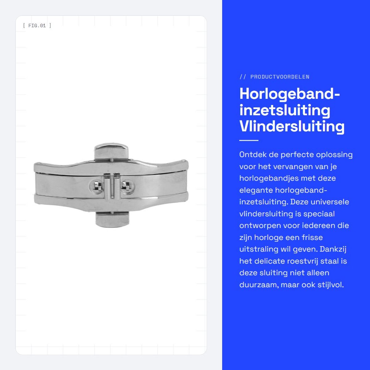 Dailygoods- Horlogeband Vlindersluiting - Roestvrij Staal - Universeel - Eenvoudig te Installeren - Compact Formaat - Lichtgewicht - Horlogesluiting
