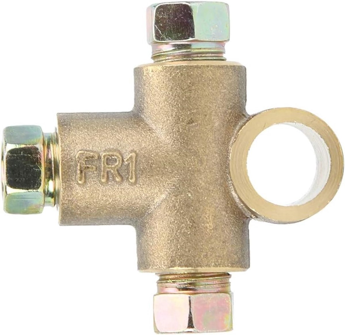 Dailygoods - T-vormige rem, autorem T-stuk 3/16 inch buis 10 mm 3-weg T-vormig rem T-stuk met 3 mannelijke moeren korte koppeling M10