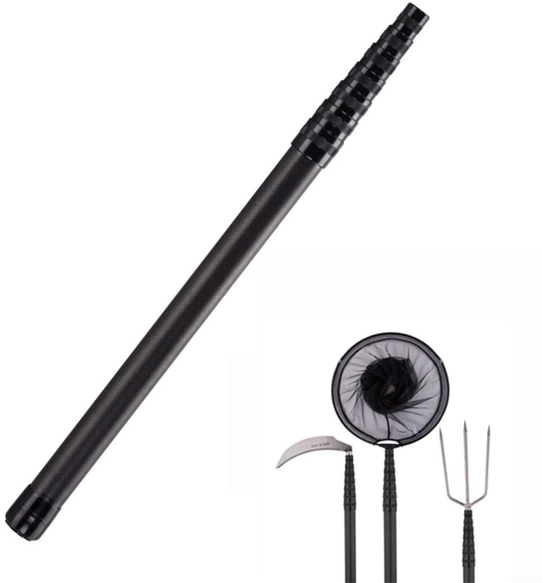 Dailygoods- Visnet Draagbaar - Koolstofvezel - Uitschuifbare Stok - Opvouwbare Netkop - Ergonomisch Ontwerp - Lichtgewicht en Duurzaam - Schepnet
