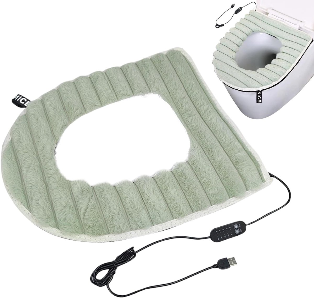 Verwarmde Toiletzitting - Toiletverwarming - Comfort in de winter - Verstelbare temperatuur - 44 x 37 cm - Groen