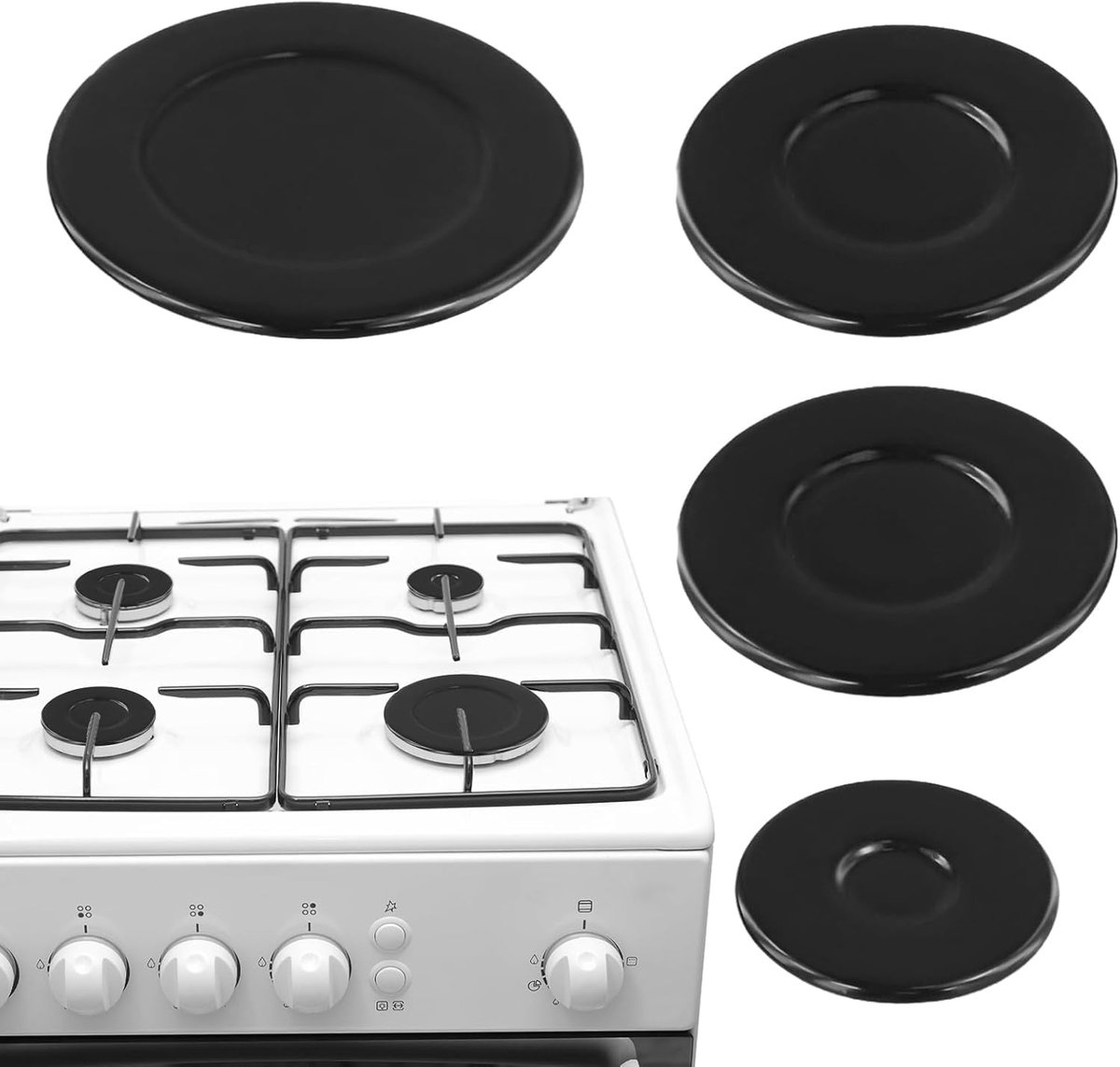 Gasfornuis brander kap set 55 mm 75 mm 100 mm - concave - geschikt voor meeste gasfornuizen - duurzame kwaliteit - ShopVlot