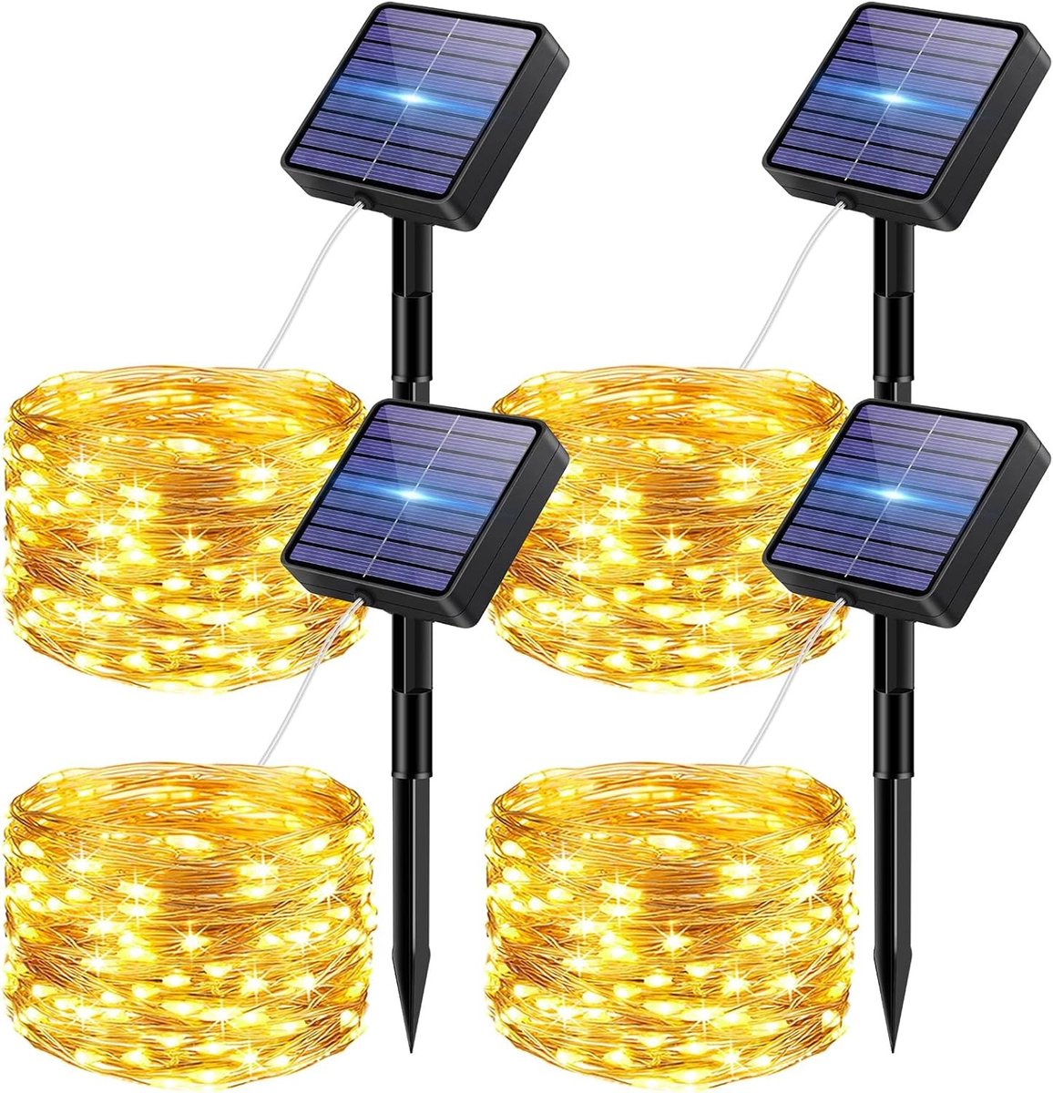 Lichtketting op zonne-energie - Warm Wit - Voor Buiten - Waterdichte Lichtketting met Geheugenfunctie - Voor Tuin en Terras