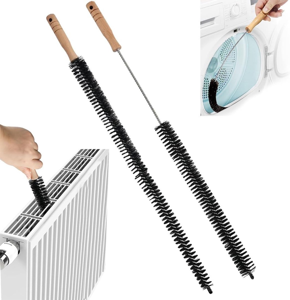 Radiator Reinigingsborstel - Zwart - Flexibel Ontwerp - Antislip Handvat voor Eenvoudige Reiniging van Radiatoren en Kamerlucht