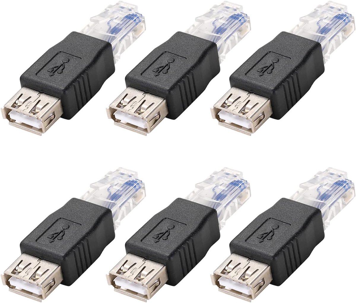 USB A vrouwelijke naar RJ45 mannelijke connector - 6 stuks - Ethernet adapter - Verbind USB met modem/router - ShopVlot