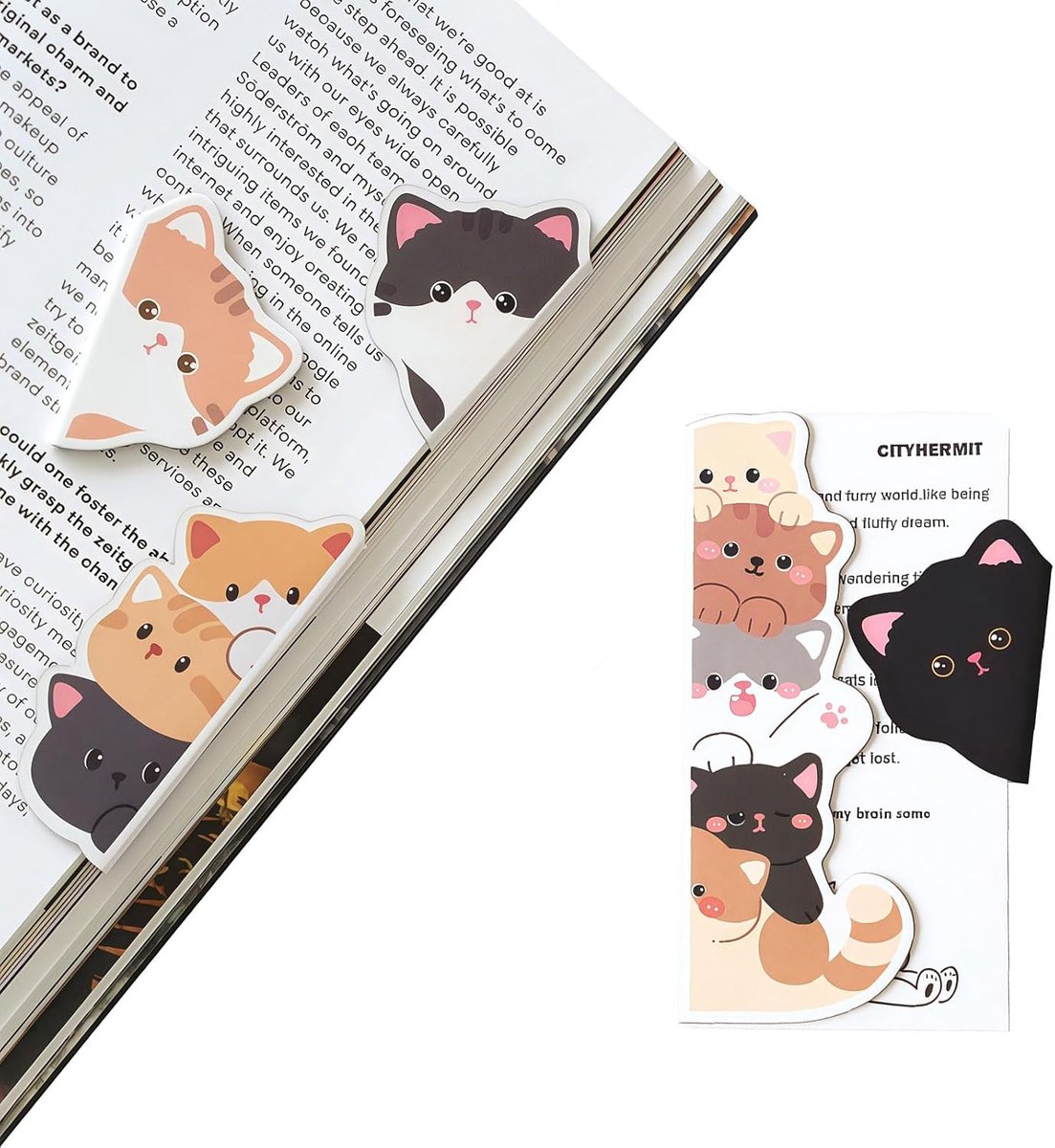 Magnetische boekenleggers 5 stuks - grappige kattenclip - dubbelzijdige print - ideaal voor boekenliefhebbers - ShopVlot