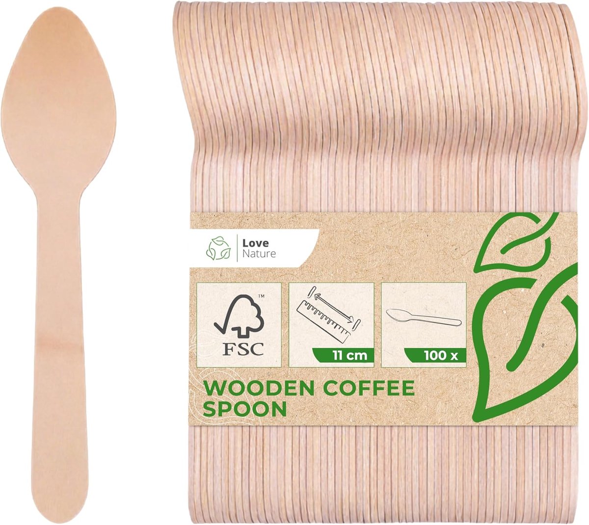 Disposable lepel 11 cm - houten lepels - biologisch afbreekbaar - ideaal voor desserts - ShopVlot