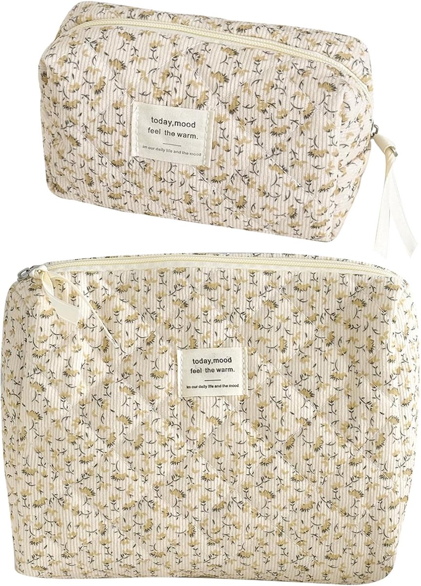 Makeup tas - grote corduroy toilettas - multifunctioneel - ideaal voor op reis - ShopVlot