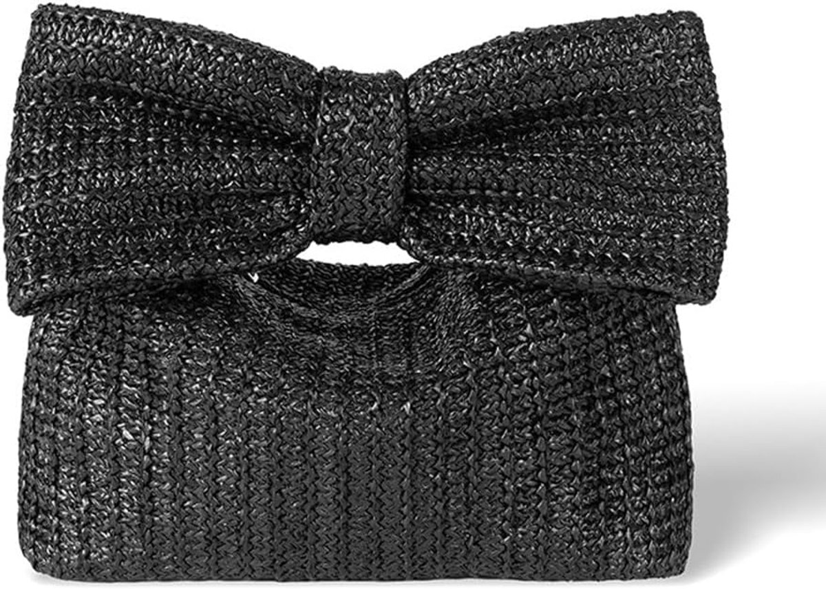 Dames clutch handtas - geweven stro met strik - elegante strandtas - perfect voor vakantie - ShopVlot