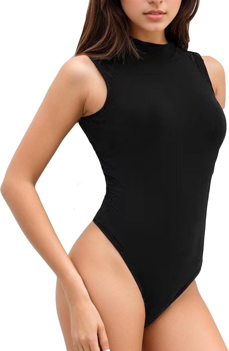 Bodysuit met ronde hals - vierkante hals - opstaande kraag - sexy uitstraling - ShopVlot