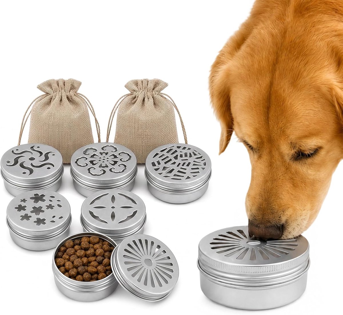 Geurdozen voor honden 6 stuks - 60 ml - herbruikbare aluminium potten - ideaal voor geurwerk - ShopVlot