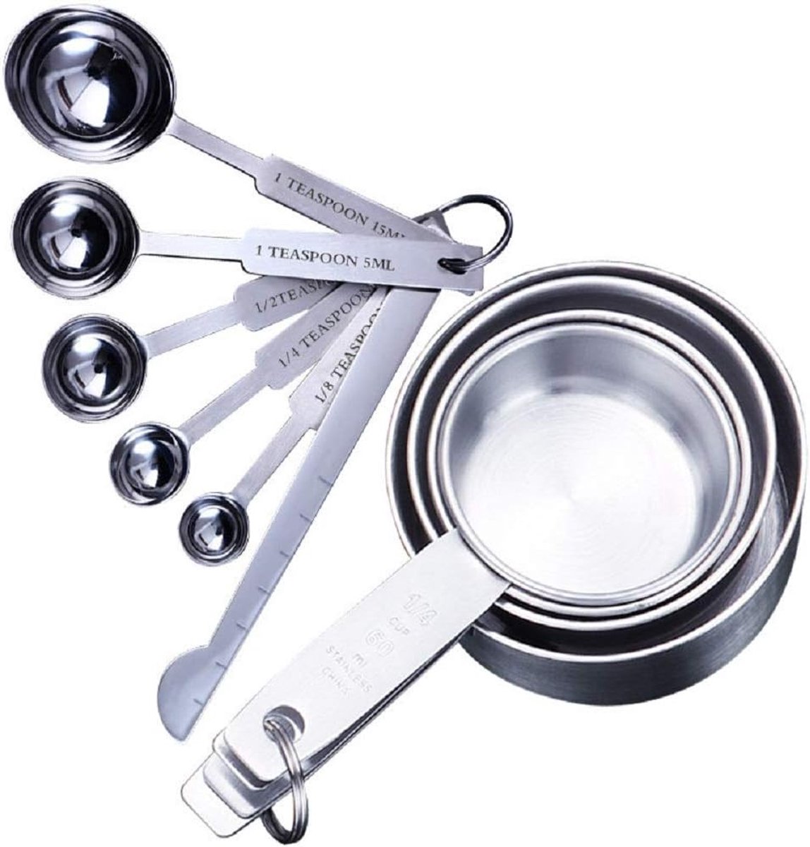 Measuring Cup and Measuring Spoon Set, 10 Pieces, Stainless Steel Measuring Spoons and Measuring Cup Set with - ShopVlot