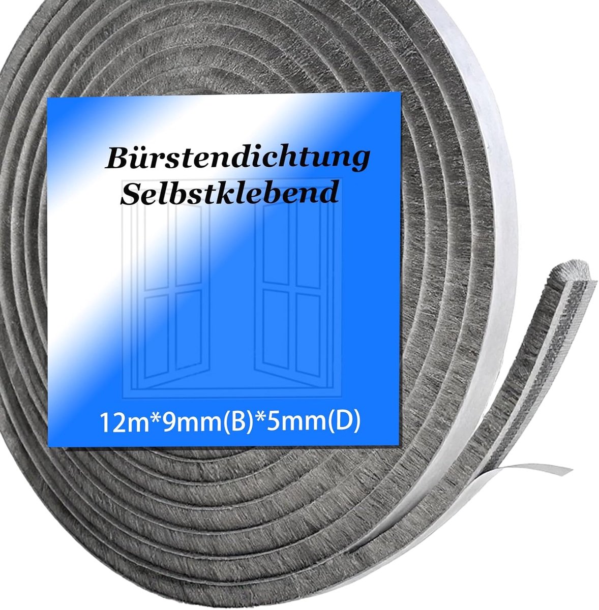 Brush Seal Self Adhesive 9mm (W) x 5mm (D), Brush Seal for Roller Blinds, Sliding Door, Window, Door, Wardrobe, Door - ShopVlot