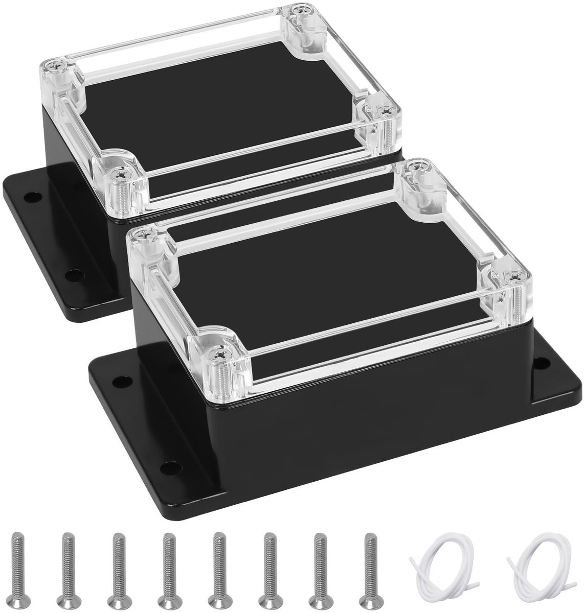 LeMotech 2 pcs IP65 waterproof junction box, ABS junction box surface-mounted, electronic project box with fixed ear - ShopVlot