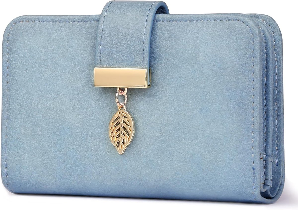 Ladies Wallet RFID Blocking Leather Wallet Ladies Small Wallet Ladies Two-fold Wallet Credit Card Wallet with Wrist - ShopVlot