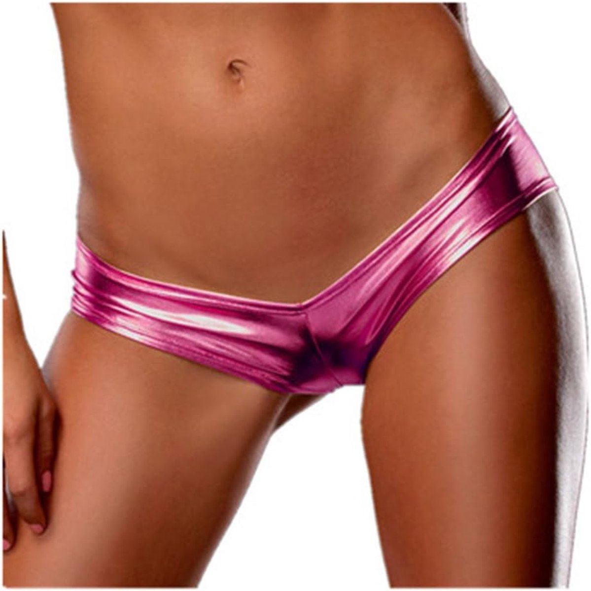 Women's Underwear Pants Sexy Seductive Leather PU Briefs G-String Thong Briefs Rose M - ShopVlot