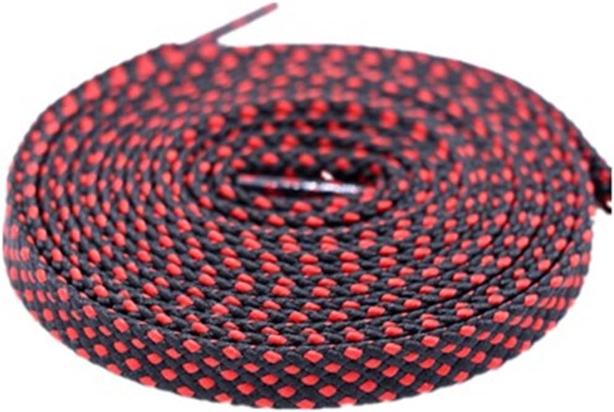 Two-tone flat laces, sports shoes, laces, shoe band for children and adults, width 0.8 cm (100 cm, black/red) - ShopVlot