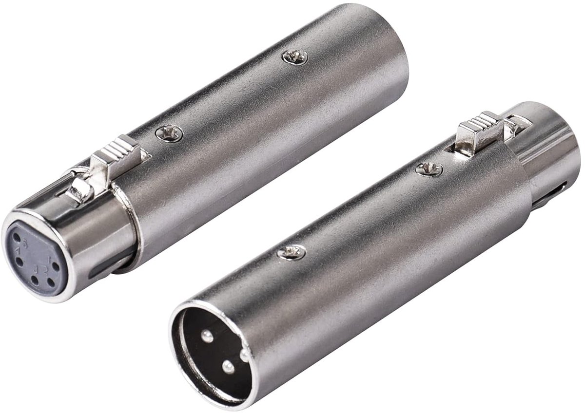 SinLoon XLR Coupler Plug to Bushing XLR 3 Pin Plug to XLR 5 Pin Bus Cable Adapter Gender Changer Coupler-2pcs (5 - ShopVlot
