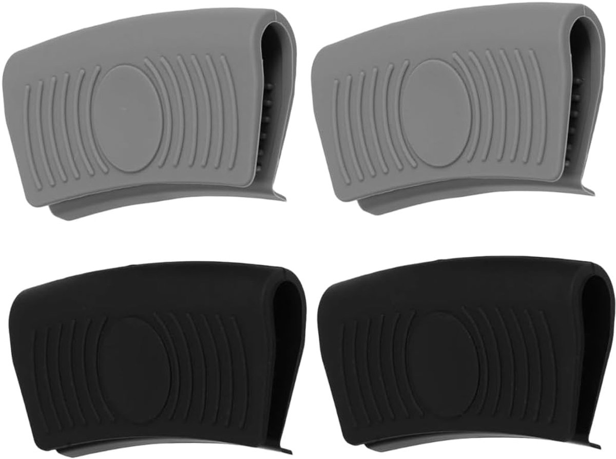 Pannenlappen siliconen 2 paar - zwart en grijs - hittebestendig - antislip handgreep - ShopVlot