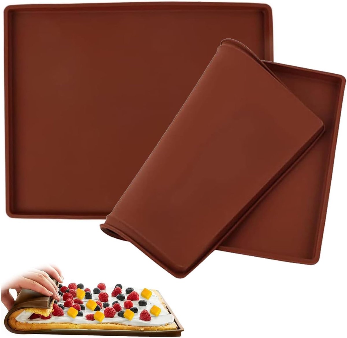 Siliconen Bakmat 30 x 40 cm - Bruin - Herbruikbaar - Ideaal voor het maken van Zwitserse rol - ShopVlot