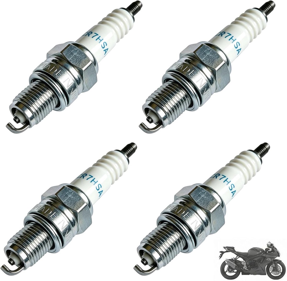 Bougies CR7HSA set van 4 - 10 mm schroefdraad - nikkel-mangaan elektroden - lange levensduur - ShopVlot