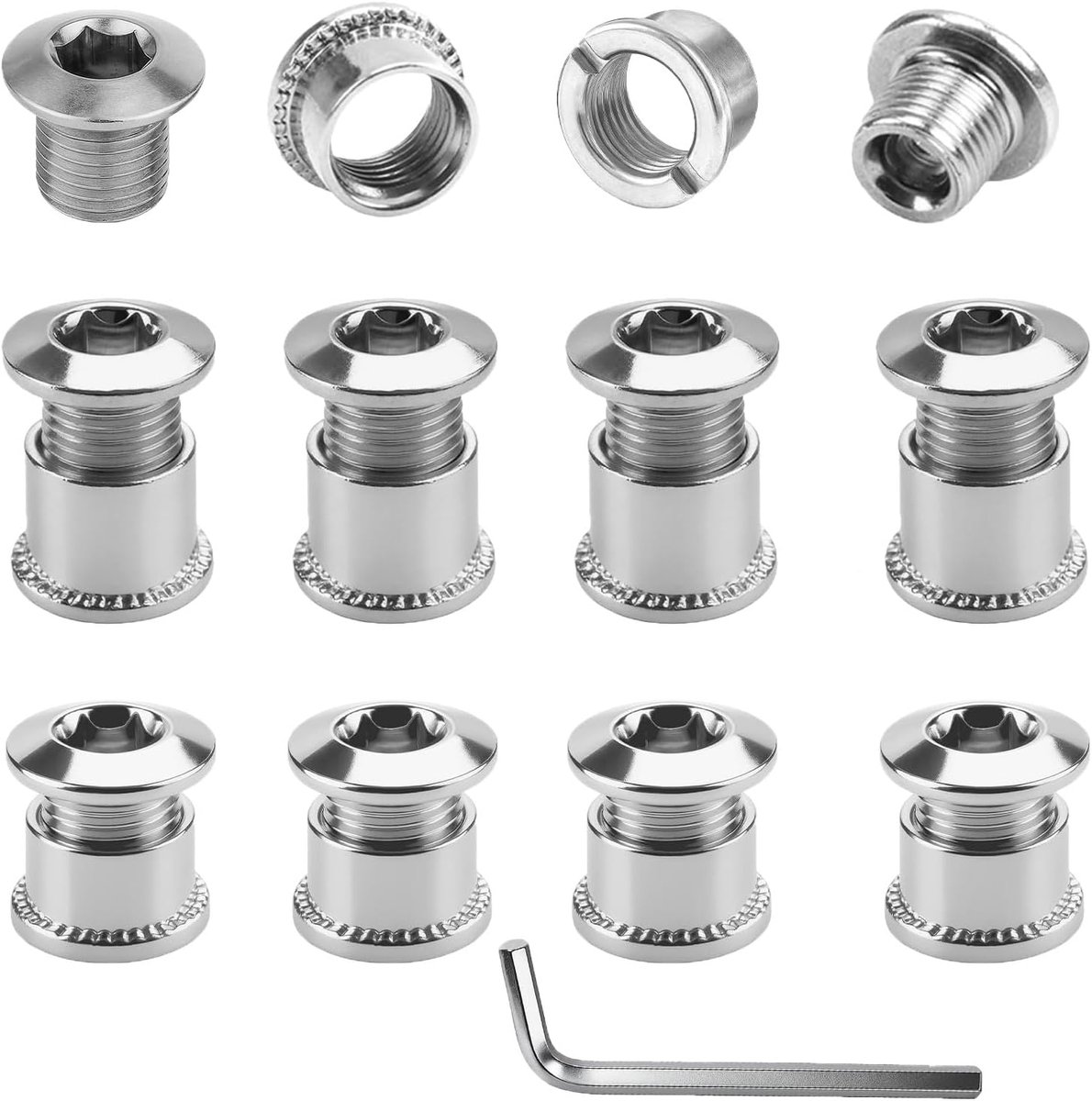 Fietsschroeven 10 stuks - Hexagon Socket - RVS materiaalkwaliteit - Ideaal voor kettingbladreparatie - ShopVlot