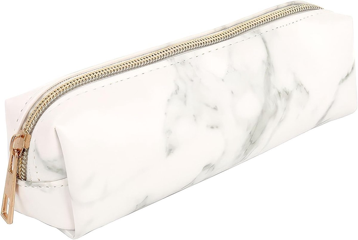 Pennenetui grote capaciteit - elegant marmerdesign - ideaal voor school en cosmetica - ShopVlot