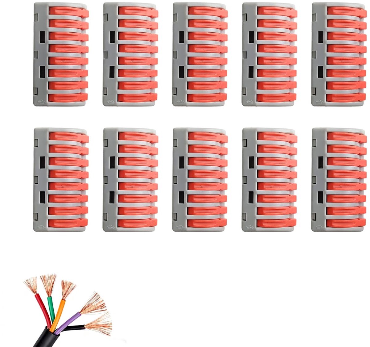 8 poorten compacte dirigent draad connectoren - universele oranje hendel - snelle installatie - ShopVlot