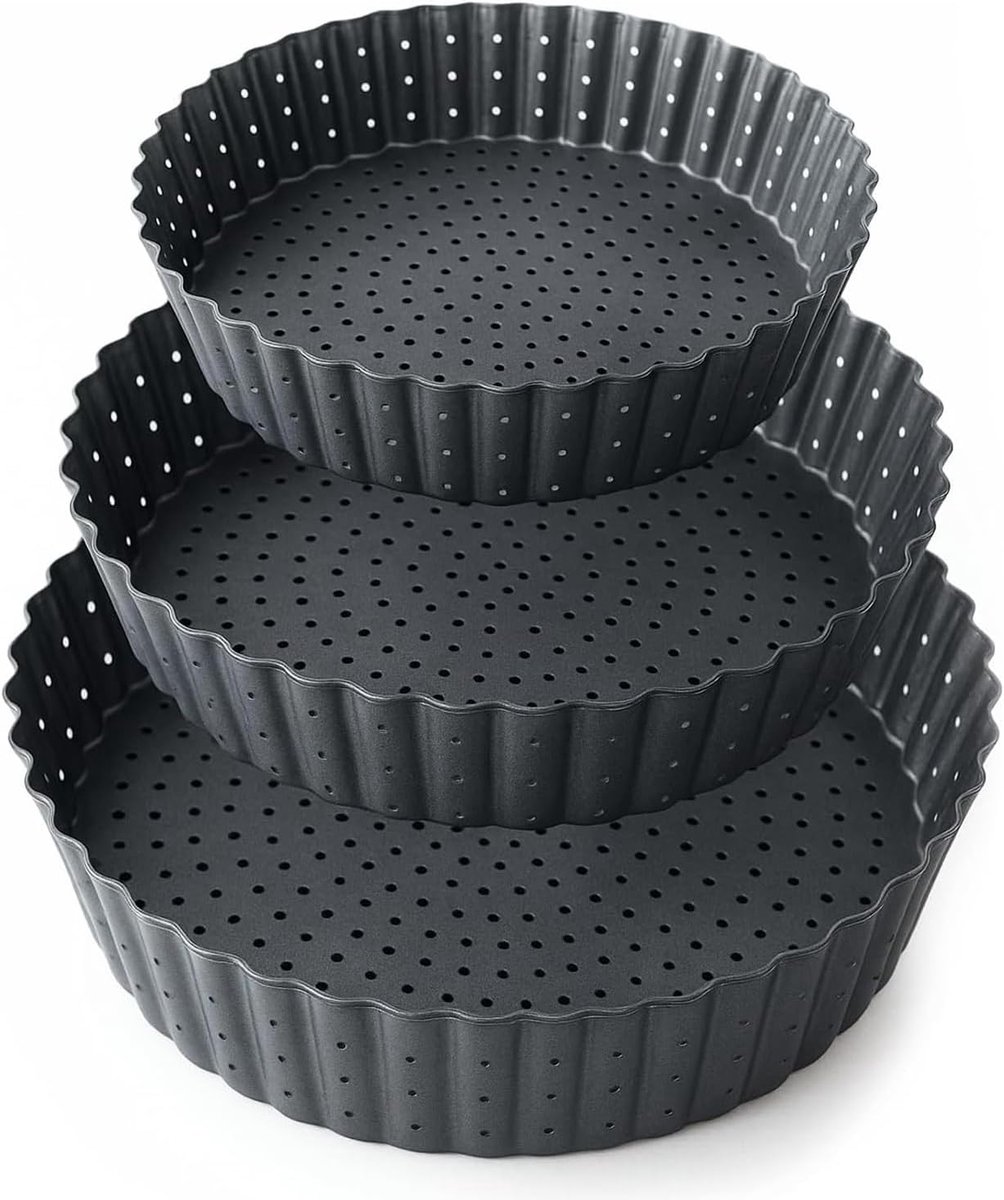 Bakvormen set van 3 - Quiche en taartvormen 20/24/28 cm - Antiaanbaklaag - Verwijderbare bodem - Perfect voor oven - ShopVlot