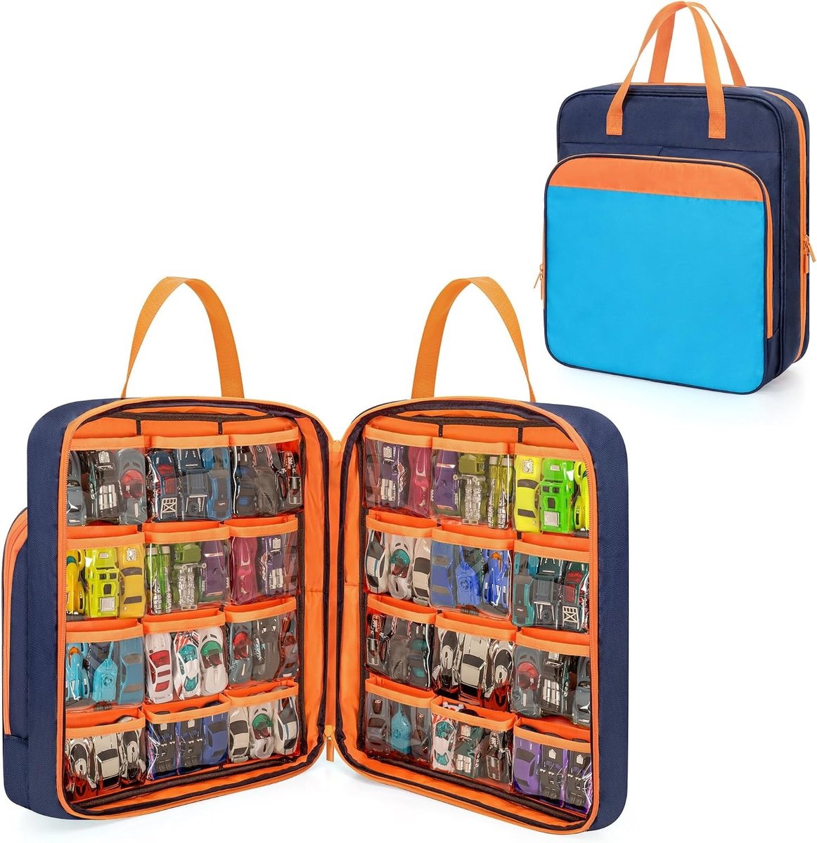 Draagtas voor speelgoedauto's tot 99 stuks, opbergtas voor 1:64 schaal, geschikt voor Matchbox en miniatuur speelgoed
