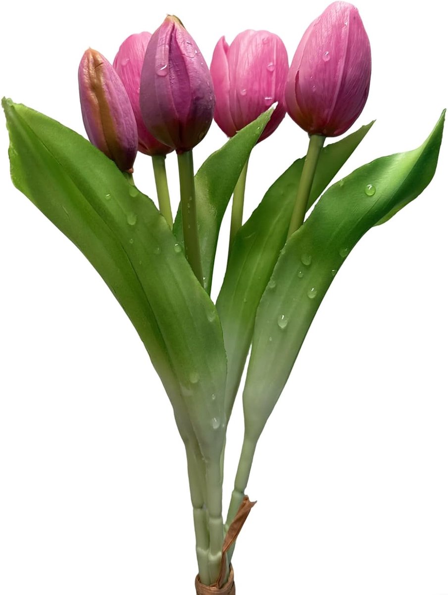 Tulpenboeket 5 stuks - Lichtpaars - Realistisch en duurzaam - Perfect voor woonkamer decoratie - ShopVlot