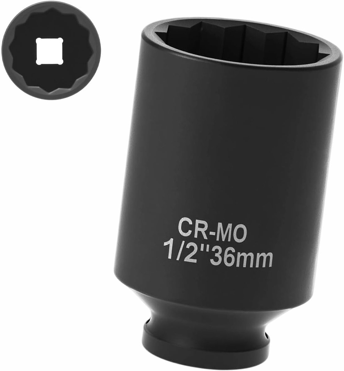 Dopsleutel 1/2 inch 36 mm - 12-kant CR-MO staal - 78 mm diepte - ideaal voor asmoeren - ShopVlot