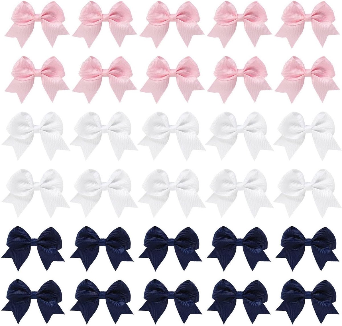 Mini -booghaarclips 30 stuks - zacht polyester - lichtroze, mariene hendel en wit - ideaal voor babykapsels - ShopVlot